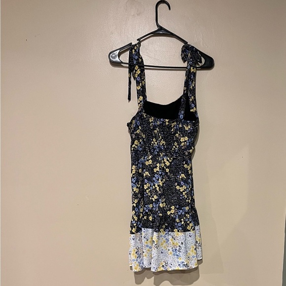 Jun & Ivy Boho Ditsy Floral Two Toned Button Spring Mini Dress Size XS Prairie - Picture 6 of 10